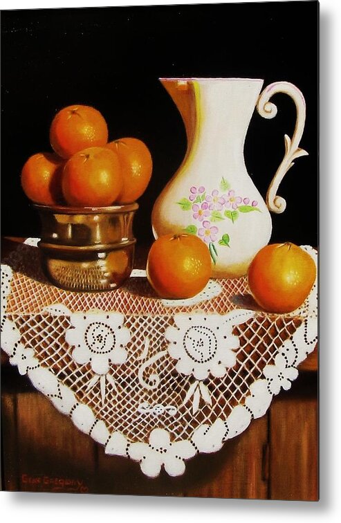 Oranges Metal Print featuring the painting Orange you sweet by Gene Gregory