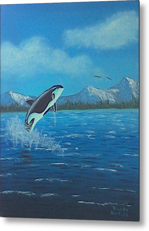 Orca Whale Metal Print featuring the painting Orca by Brenda Bonfield