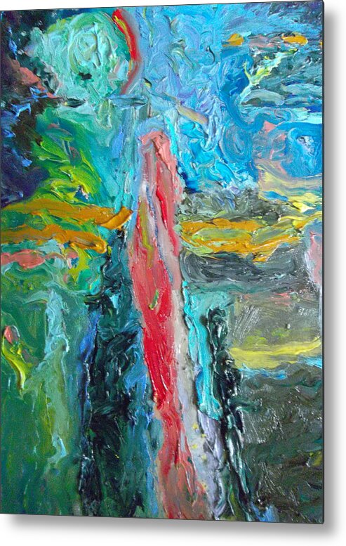 Abstract Metal Print featuring the painting Other Worlds Other Universes by Susan Esbensen