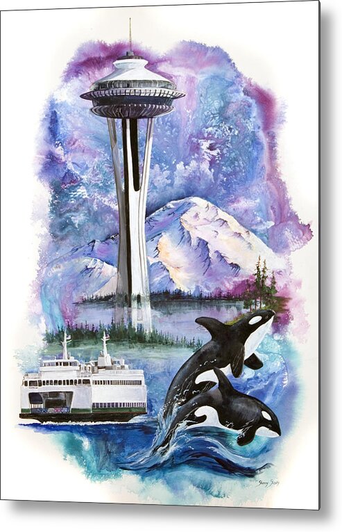 Mount Rainier Metal Print featuring the painting Pacific Northwest Montage by Sherry Shipley