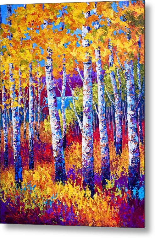 Birch Metal Print featuring the painting Path to the Lake by Marion Rose