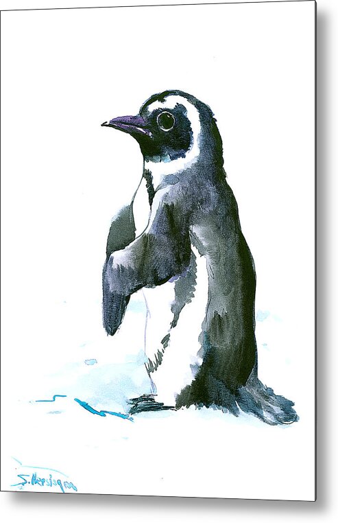 Penguin Metal Print featuring the painting Penguin by Suren Nersisyan