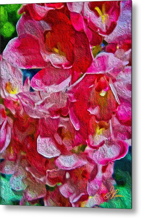 Pink Metal Print featuring the painting pink Orchids by Joan Reese