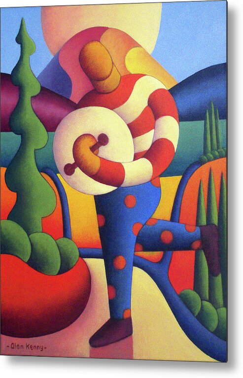Irish Metal Print featuring the painting Polka Bodhran player in Dreamscape by Alan Kenny