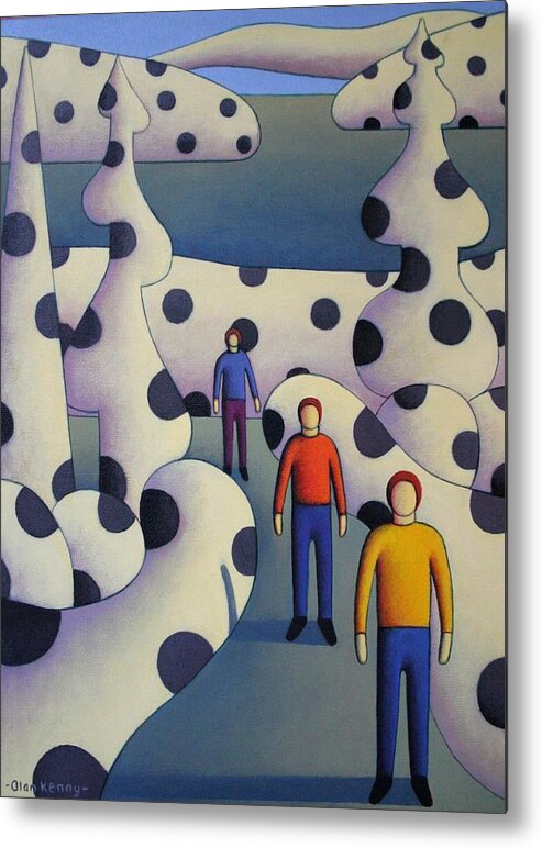 Paintings Metal Print featuring the painting Polkacsape with 3 men by Alan Kenny