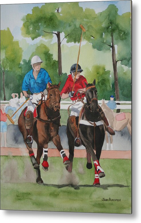 Polo Metal Print featuring the painting Polo In The Afternoon 2 by Jean Blackmer
