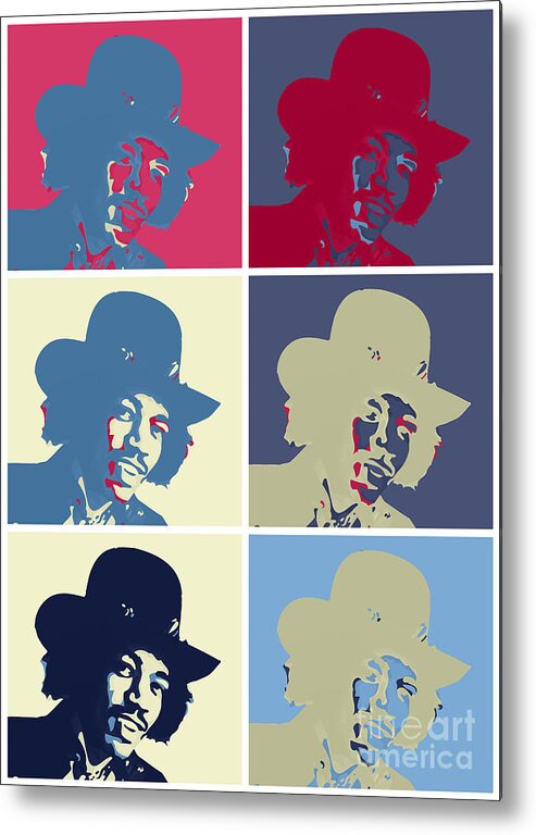  Jimi Metal Print featuring the drawing Pop art Jimi Hendrix Anno 1968 by Heidi De Leeuw