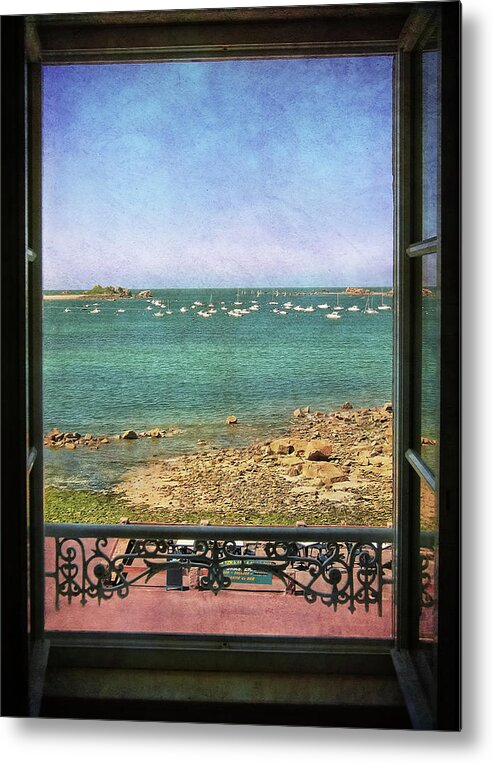 Port Blanc Metal Print featuring the photograph Port Blanc Brittany - View from Grand Hotel by Menega Sabidussi