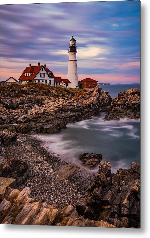 Sunset Metal Print featuring the photograph Portland Head by Darren White
