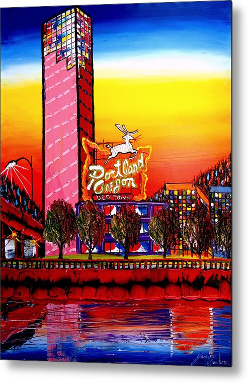  Metal Print featuring the painting Portland Oregon Sign 68 by James Dunbar