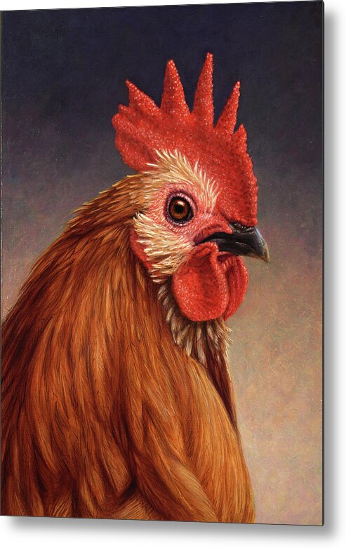 Rooster Metal Print featuring the painting Portrait of a Rooster by James W Johnson