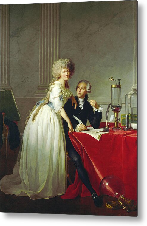 19th Century Art Metal Print featuring the painting Portrait of Antoine-Laurent Lavoisier and His Wife by Jacques-Louis David