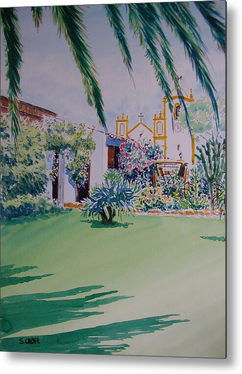 Landscape Metal Print featuring the painting Praia Da Luz Garden by Sandie Croft