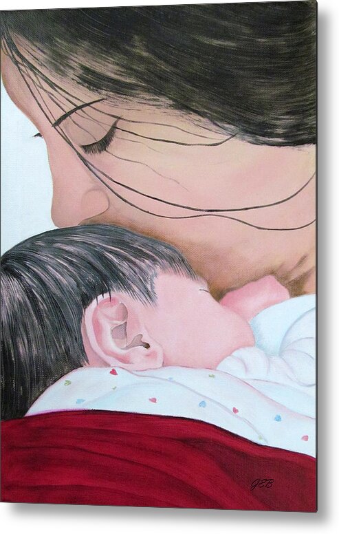 Mother Metal Print featuring the painting Precious Gift by Gloria E Barreto-Rodriguez