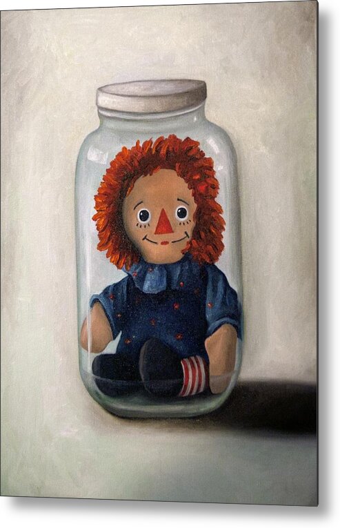 Raggedy Ann Metal Print featuring the painting Preserving Childhood 2 by Leah Saulnier The Painting Maniac
