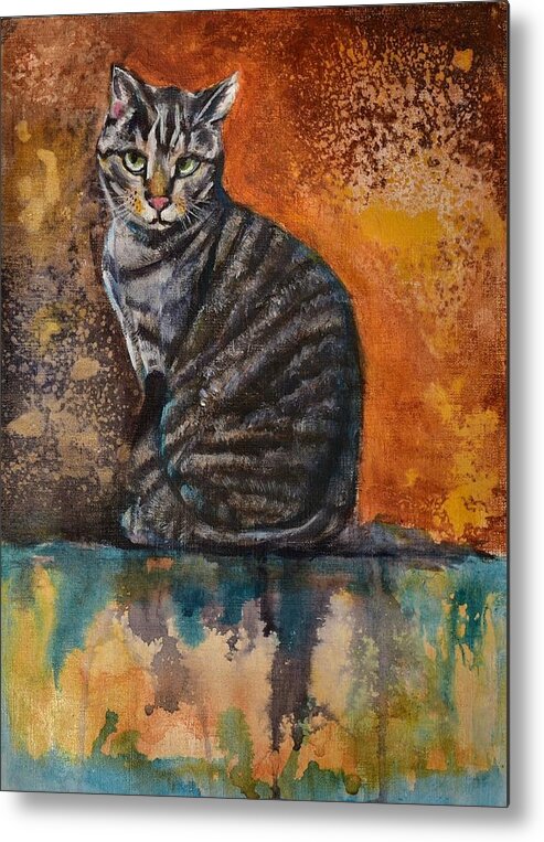 Cat Metal Print featuring the painting Purrfect by Susan Goh
