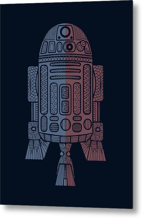 R2d2 Metal Print featuring the mixed media R2D2 - Star Wars Art - Blue, Red by Studio Grafiikka