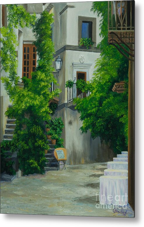 Italy Street Painting Metal Print featuring the painting Ready for Business by Charlotte Blanchard