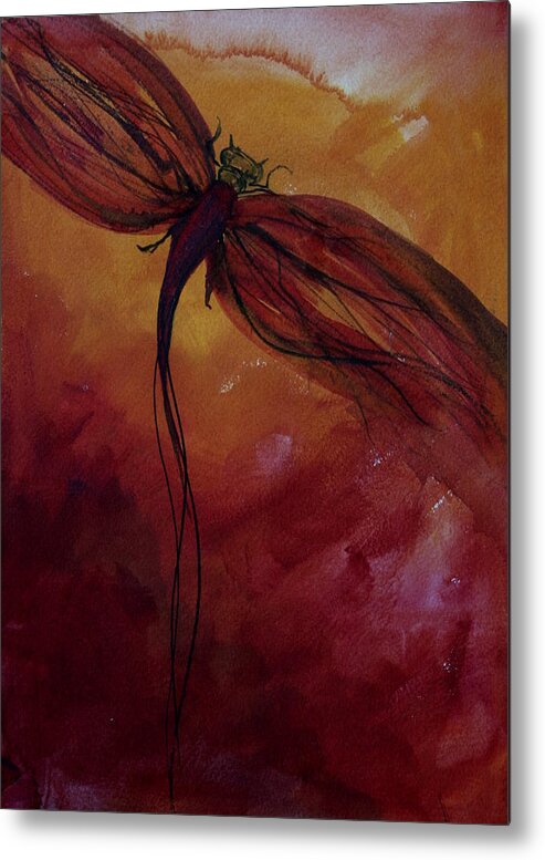 Paint Metal Print featuring the painting Red Dragonfly by Julie Lueders 