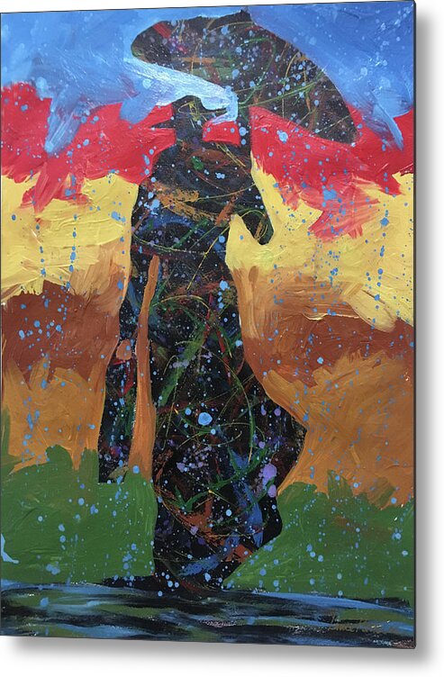 Rain Metal Print featuring the painting Red Sky Rain by Lance Headlee