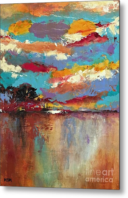 Landscape Metal Print featuring the painting Reflections by Mary Mirabal