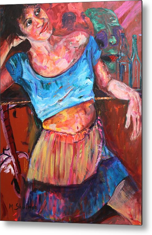 Portraits Metal Print featuring the painting Relaxing by Madeleine Shulman