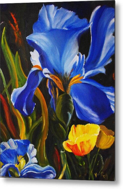 Iris Metal Print featuring the painting Rhapsody in Blue by Valerie Curtiss