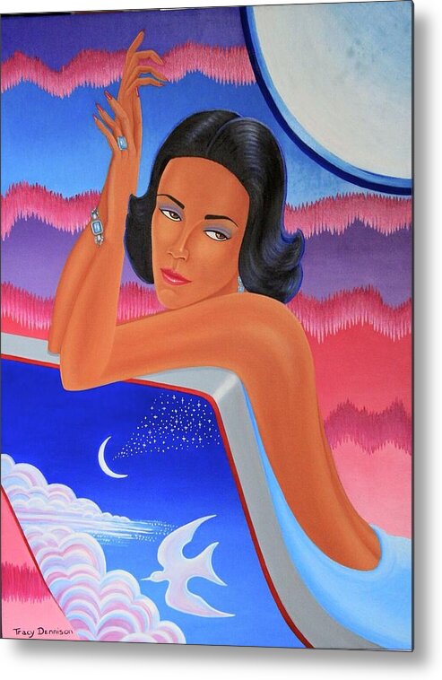 Art Deco Metal Print featuring the painting Rhonda by Tracy Dennison