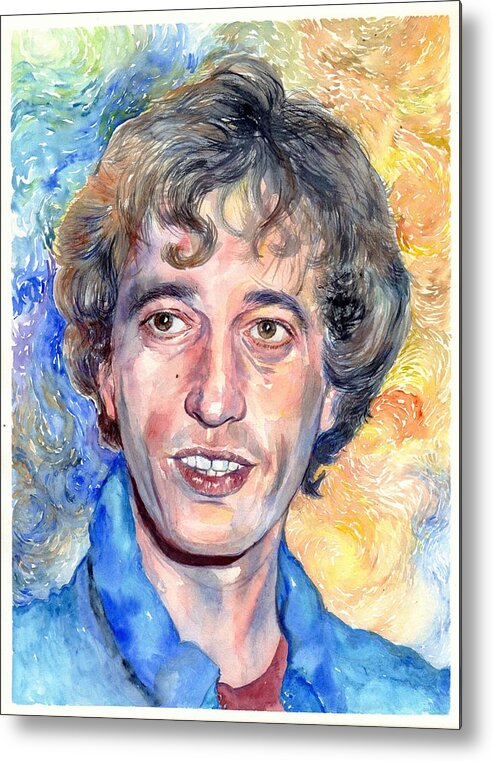 Robin Metal Print featuring the painting Robin Gibb portrait by Suzann Sines