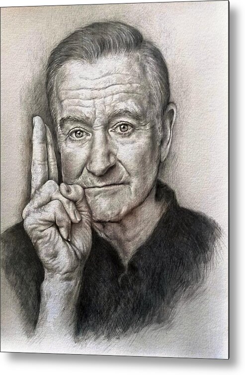 Robin Metal Print featuring the painting Robin Williams by Tim Thorpe