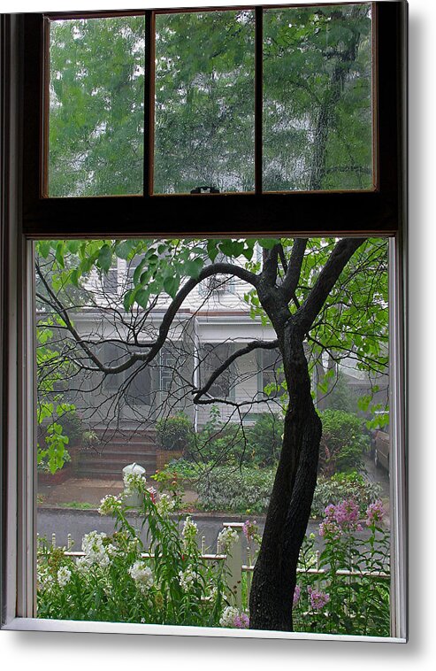 Window Metal Print featuring the photograph Room with a Rainy View by Juergen Roth