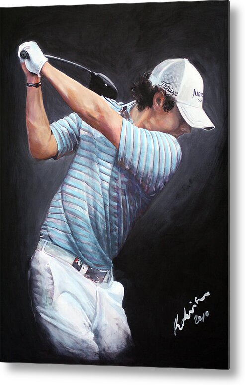 Rory Mcilroy Metal Print featuring the painting Rory McIlroy 2010 DWTC by Mark Robinson