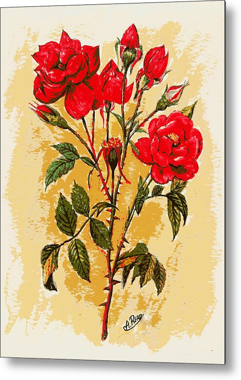 Roses Metal Print featuring the painting Rosa Mister Lincoln by Andrew Read