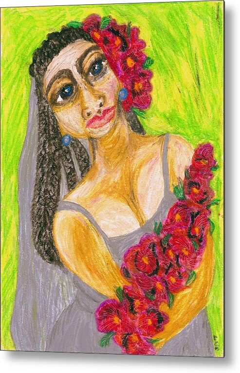 Woman Art Metal Print featuring the painting Rosamie by Stacey Torres
