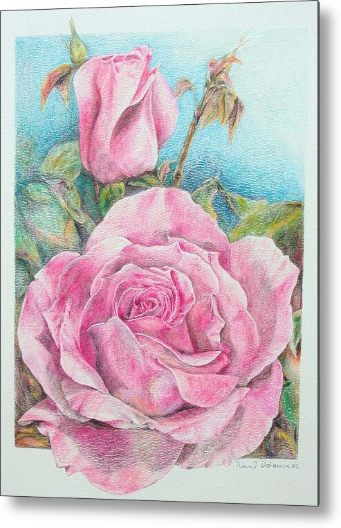 Flower Metal Print featuring the painting Rose by Muriel Dolemieux
