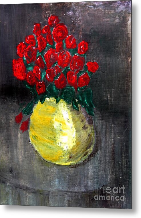 Roses Metal Print featuring the painting Roses by Ralph LeCompte