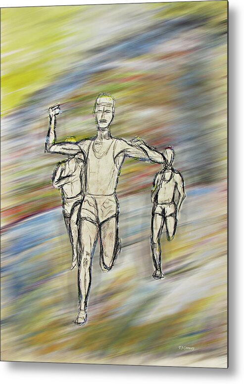 Running Metal Print featuring the painting Runners by Tom Conway