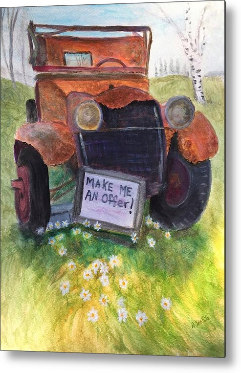 Old Ford Metal Print featuring the painting Rusty Old Relic by Anne Sands