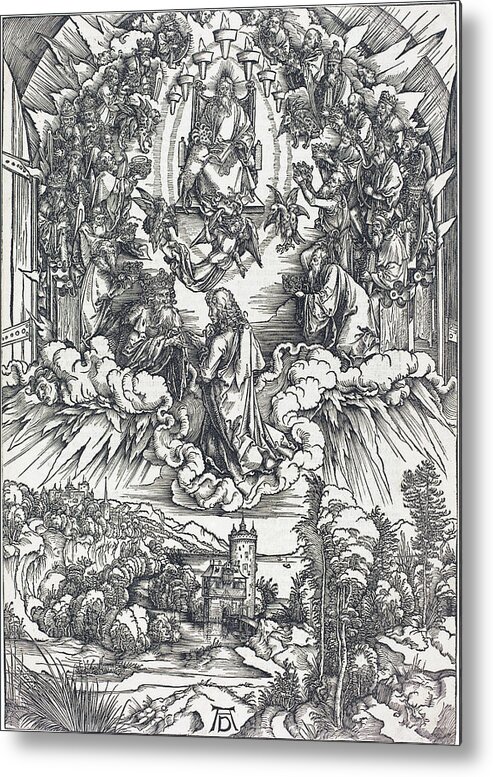 Durer Metal Print featuring the drawing Saint John before God and the Elders by Albrecht Durer