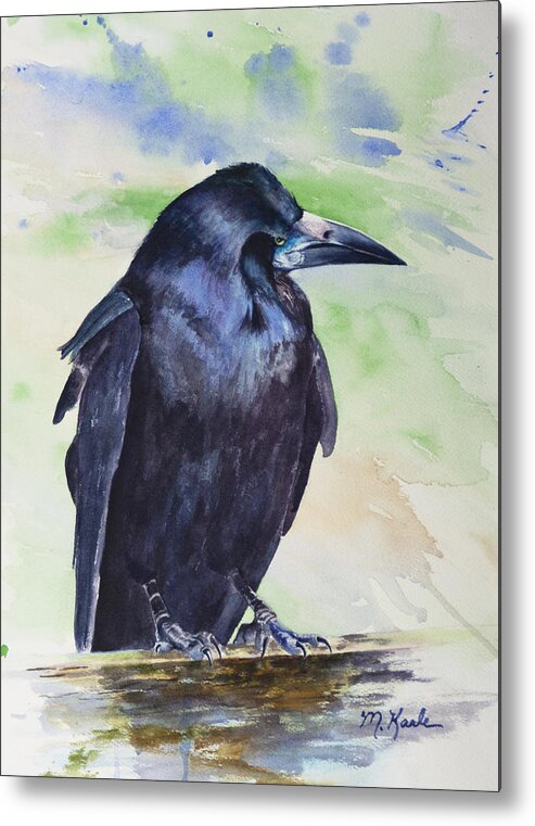 Bird Metal Print featuring the painting Salisbury Sentinel - Rook by Marsha Karle