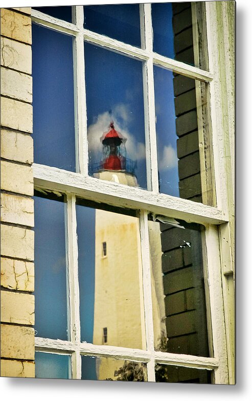 New Jersey Metal Print featuring the photograph Sandy Hook Lighthouse Reflection by Gary Slawsky