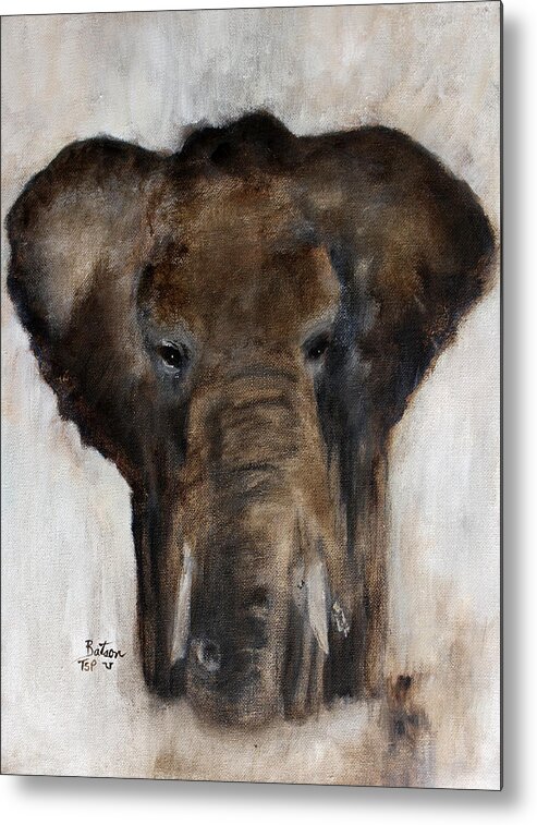 Elephant Metal Print featuring the painting Save the Elephant by Barbie Batson