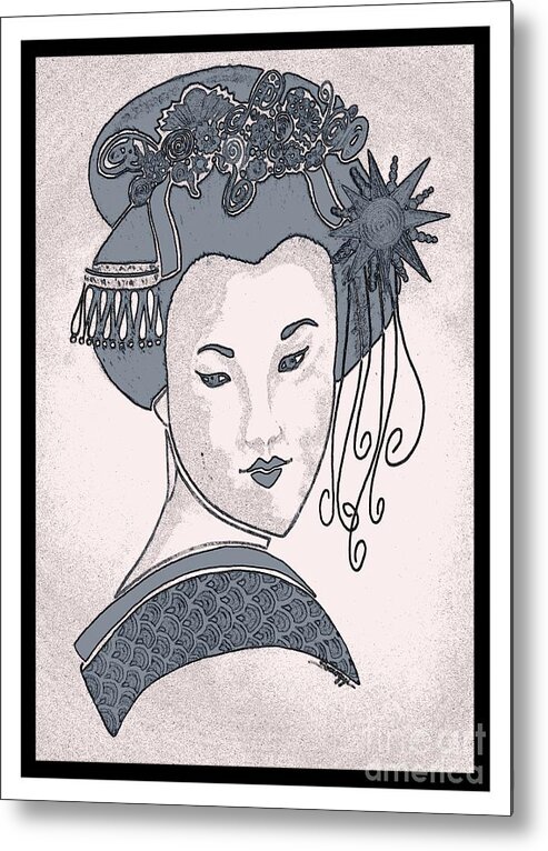 Geisha Metal Print featuring the digital art Sayaka -- Cartoon Version by Jayne Somogy
