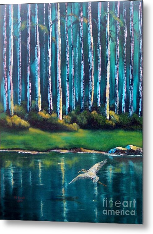 Landscape Metal Print featuring the painting Secluded II by Marlene Book