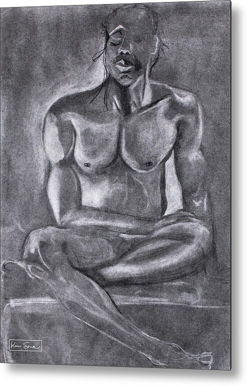Artwork Metal Print featuring the drawing Shaded Figure by Kim Sowa
