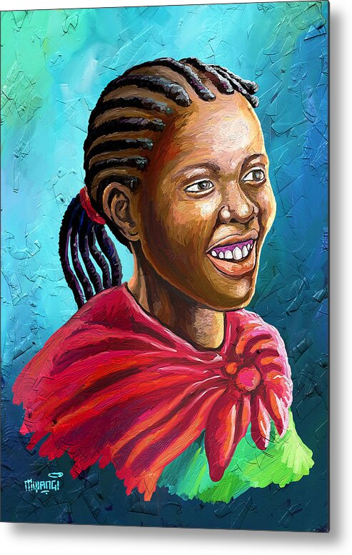 Painting Metal Print featuring the painting Smile by Anthony Mwangi
