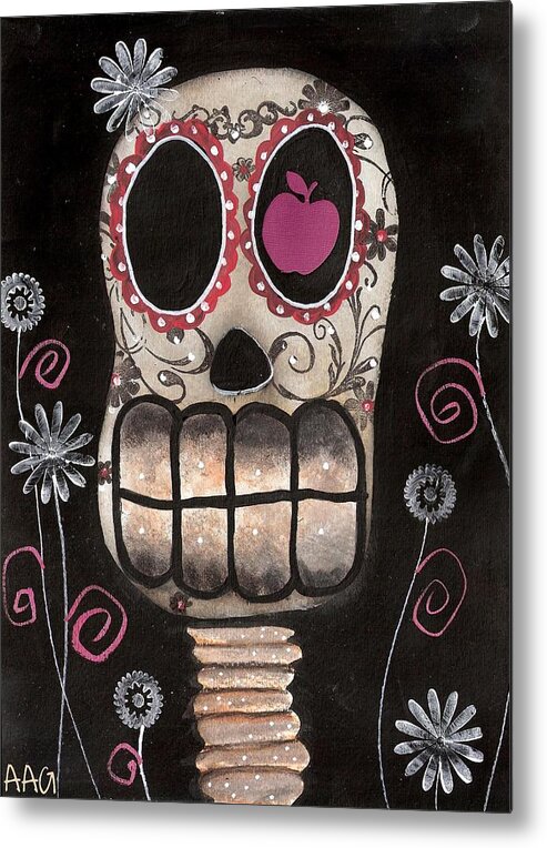 Day Of The Dead Metal Print featuring the painting Smile your Dead by Abril Andrade