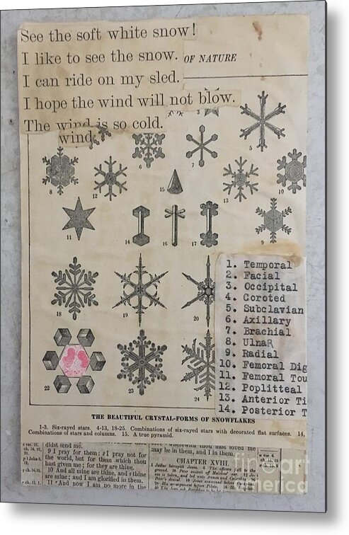 Poetry Metal Print featuring the mixed media Snowflakes by M Bellavia