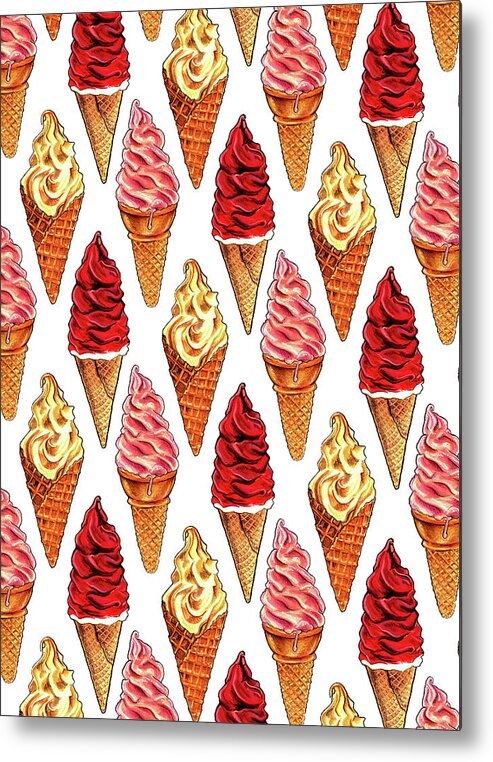 Ice Cream Metal Print featuring the painting Soft Serve Pattern by Kelly Gilleran