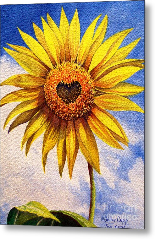 Sunflower Metal Print featuring the painting Son Kissed by Nancy Cupp
